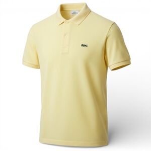 Lacoste Polo Shirt Size 4 Men’s Medium Pale Yellow 100% Cotton Classic Fit
